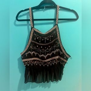 Free People beaded sheer crop top